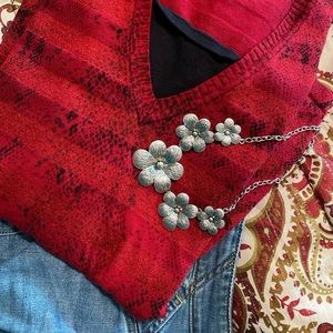 Fred David red and black sweater